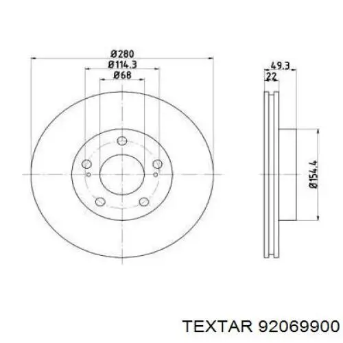 Передние тормозные диски 92069900 Textar