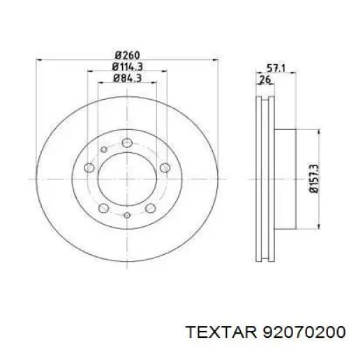 Передние тормозные диски 92070200 Textar