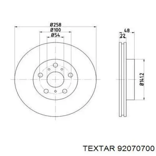 Передние тормозные диски 92070700 Textar