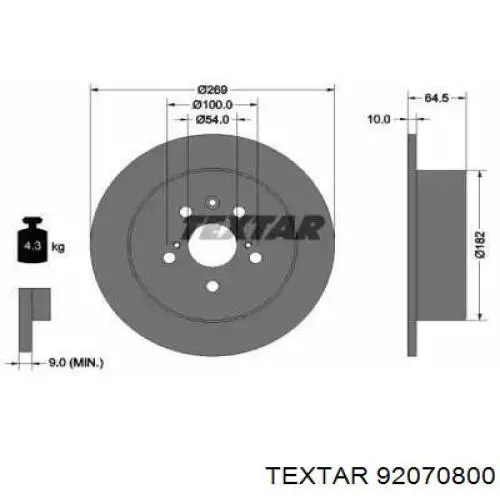 Тормозные диски 92070800 Textar