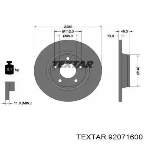 Передние тормозные диски 92071600 Textar