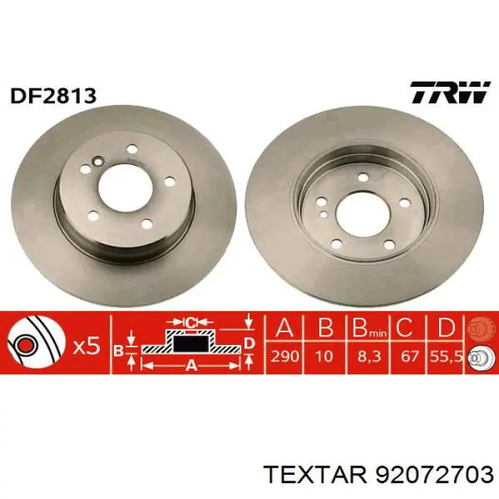 Задний тормозной диск Textar 92072703 цена, от 34.18 USD
