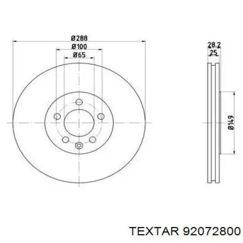 92072800 Textar диск тормозной передний