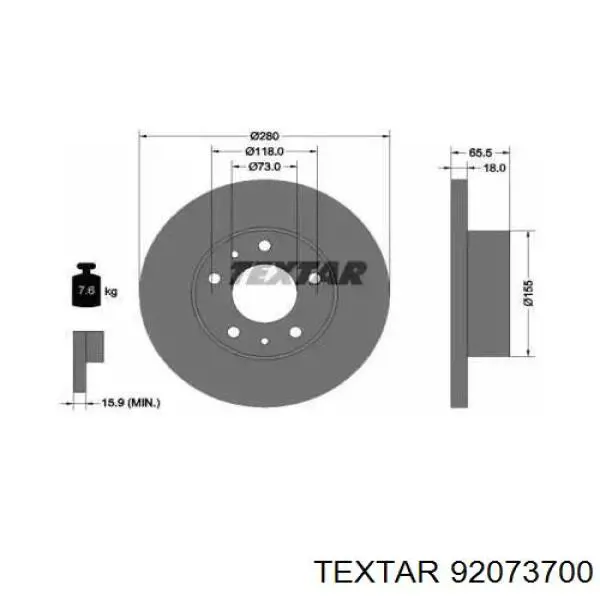 Передние тормозные диски 92073700 Textar