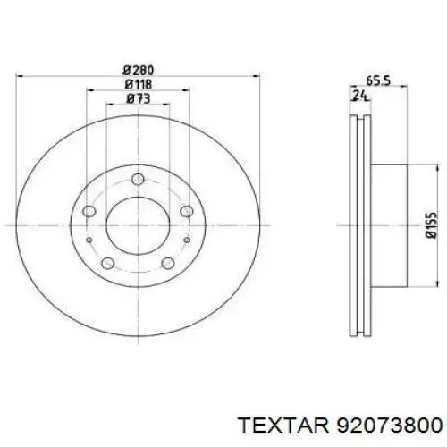 Передние тормозные диски 92073800 Textar