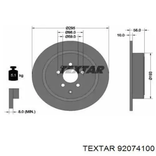 Тормозные диски 92074100 Textar