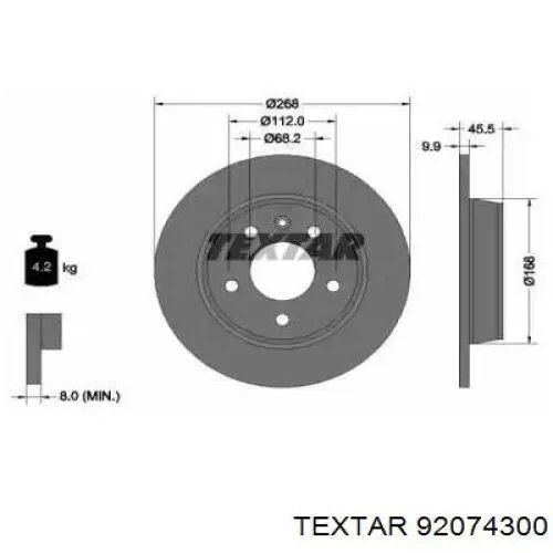 Тормозные диски 92074300 Textar