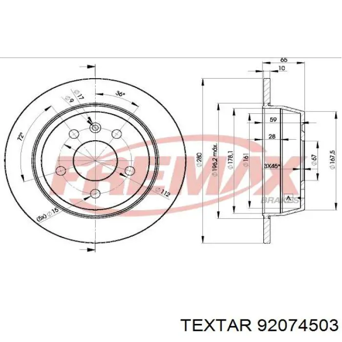 Тормозные диски 92074503 Textar