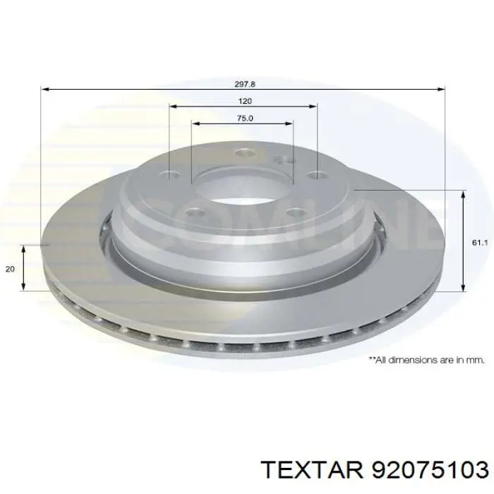 Задний тормозной диск Textar 92075103 цена, от 47.09 USD