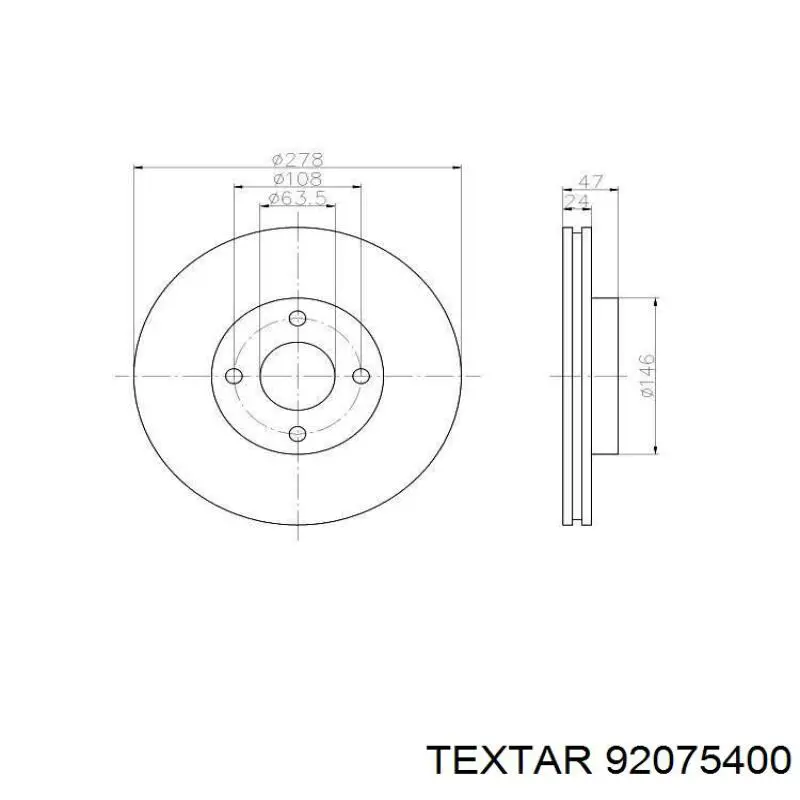 Тормоз дисковый передний Textar 92075400 цена, от 38.96 USD