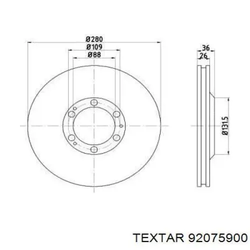 92075900 Textar диск тормозной передний