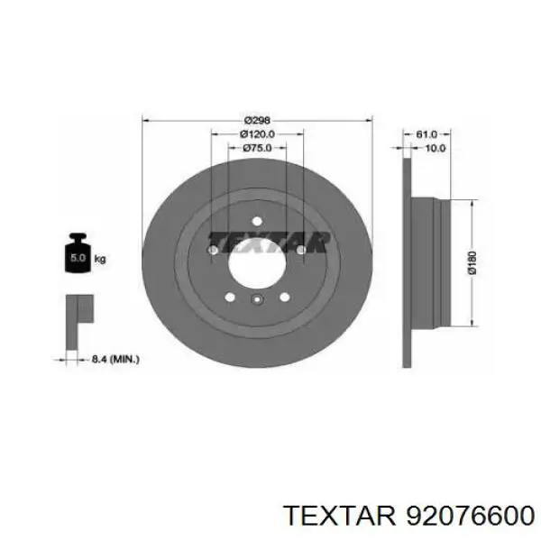 Тормозные диски 92076600 Textar