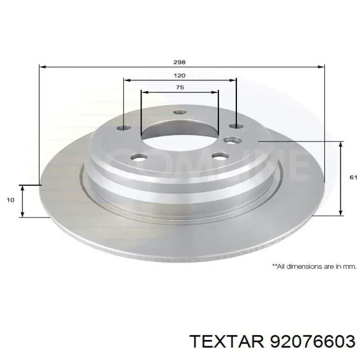 92076603 Textar Дисковый тормоз