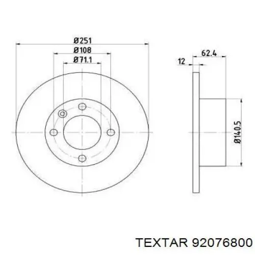 Тормозные диски 92076800 Textar