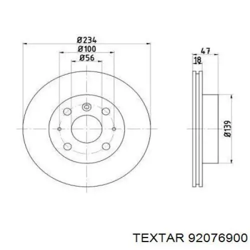 Передние тормозные диски 92076900 Textar