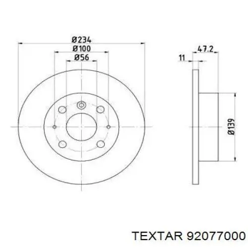 Передние тормозные диски 92077000 Textar