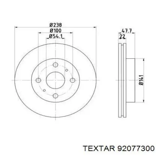 Передние тормозные диски 92077300 Textar