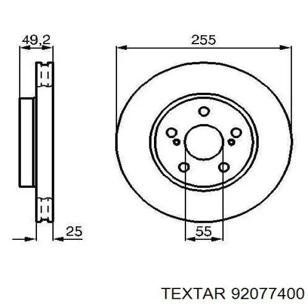 Купить 92077400 Textar Ротор тормозной