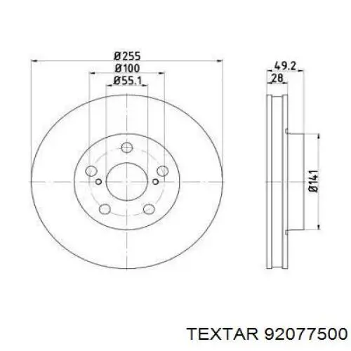 Передние тормозные диски 92077500 Textar