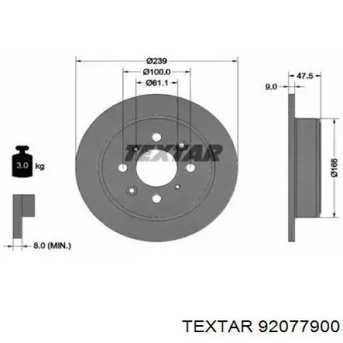 Тормозные диски 92077900 Textar