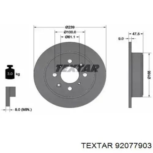 92077903 Textar тормозные диски