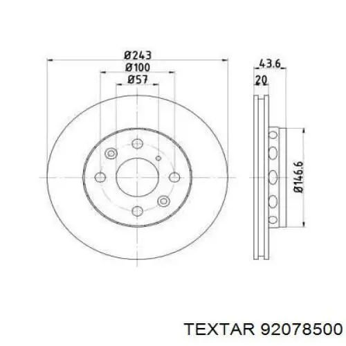 Передние тормозные диски 92078500 Textar