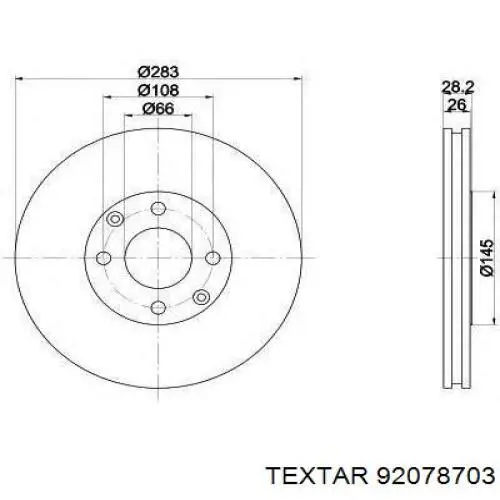 Передние тормозные диски 92078703 Textar