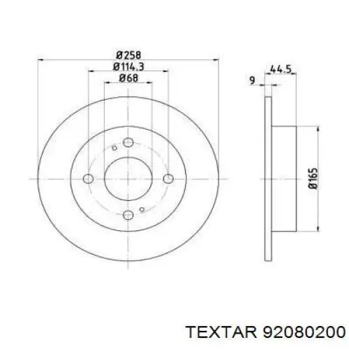 Тормозные диски 92080200 Textar