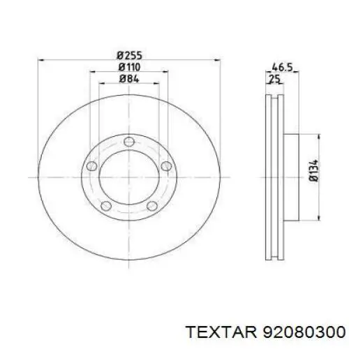 Передние тормозные диски 92080300 Textar