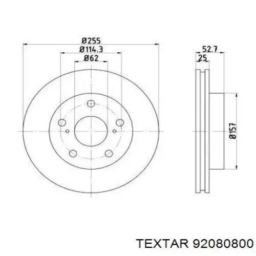 Передние тормозные диски 92080800 Textar