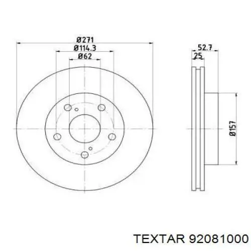 Передние тормозные диски 92081000 Textar