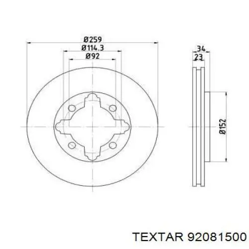 92081500 Textar диск тормозной передний