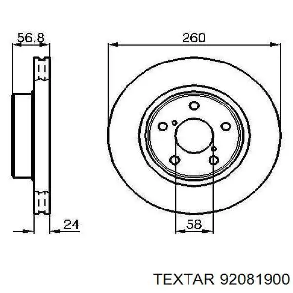 92081900 Textar Диск тормозной передний