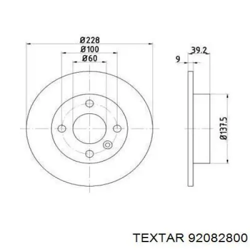92082800 Textar диск тормозной задний