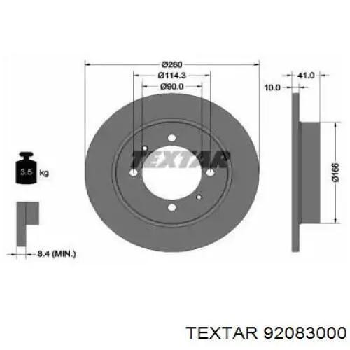 Тормозные диски 92083000 Textar