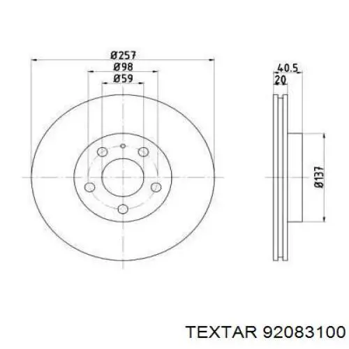 Передние тормозные диски 92083100 Textar