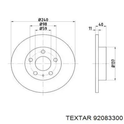 Тормозные диски 92083300 Textar