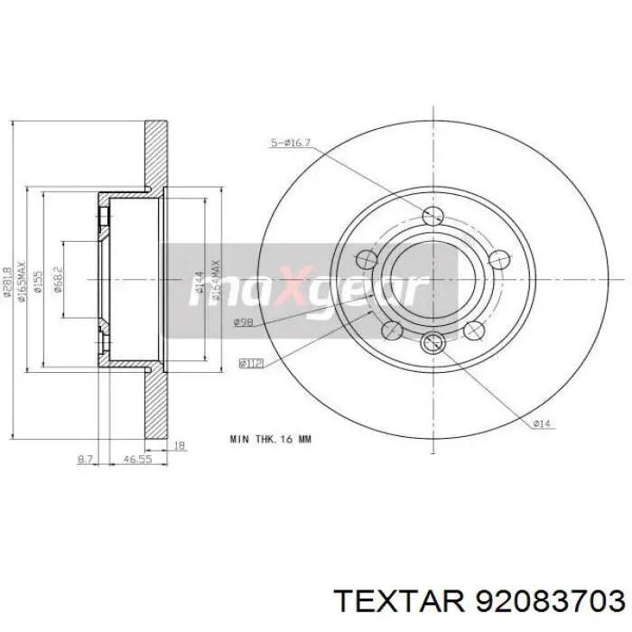 Передний тормозной диск Textar 92083703