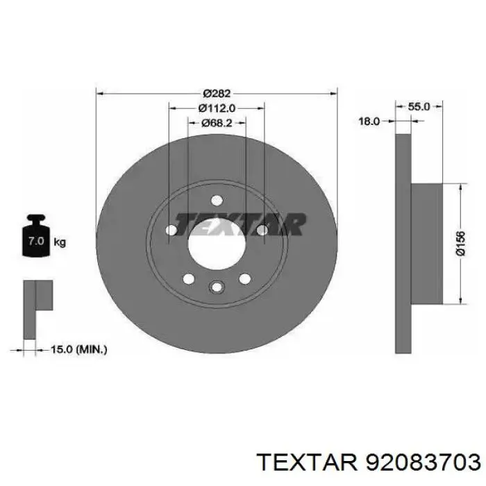 Передние тормозные диски 92083703 Textar