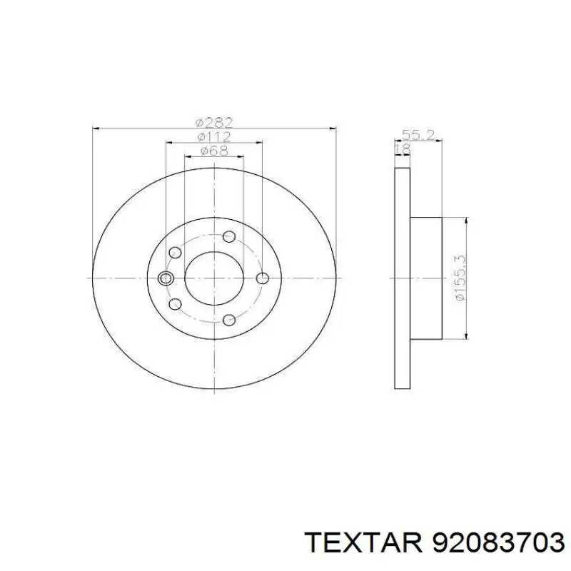 Передние тормозные диски 92083703 Textar