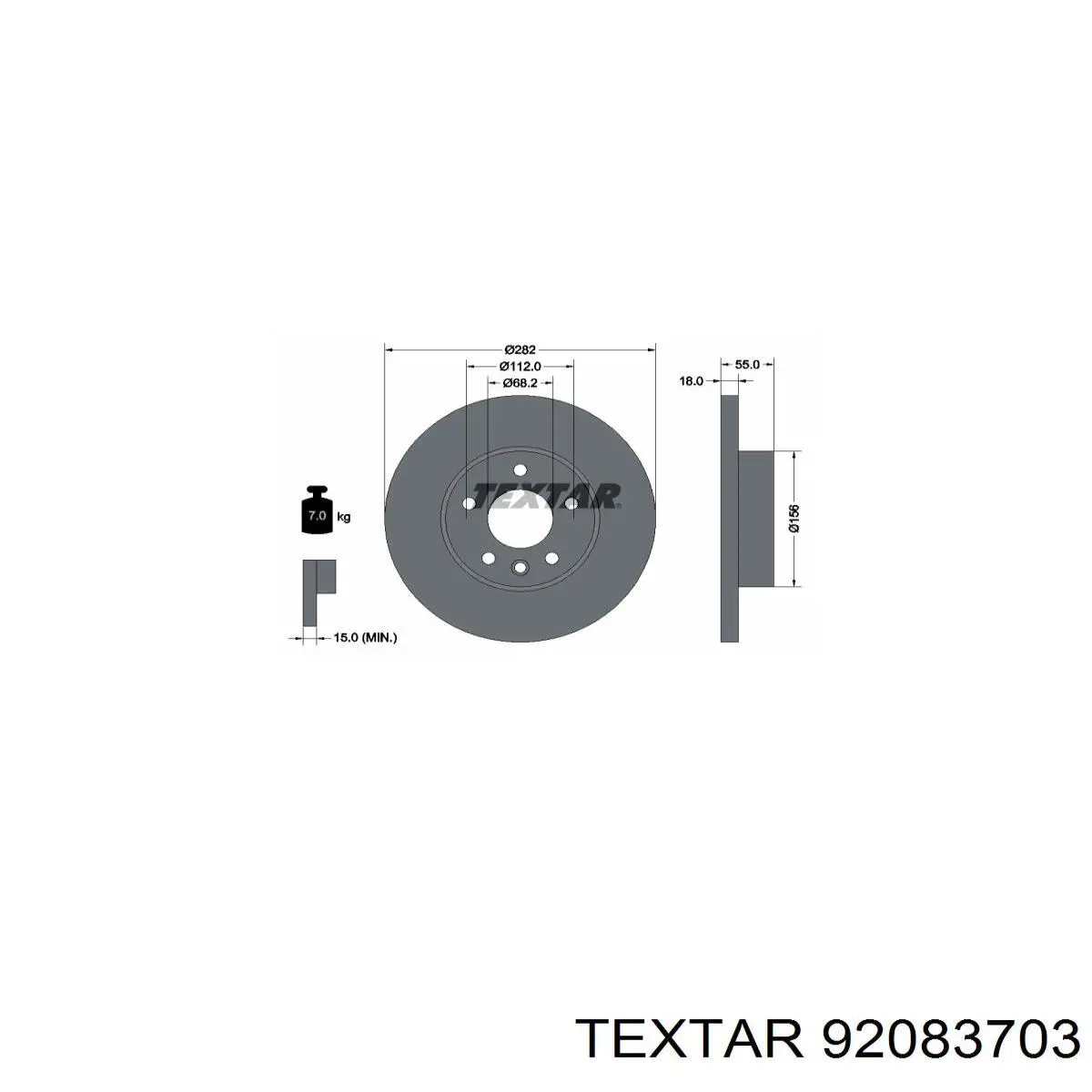 Тормоз дисковый передний Textar 92083703 цена, от 40.15 USD