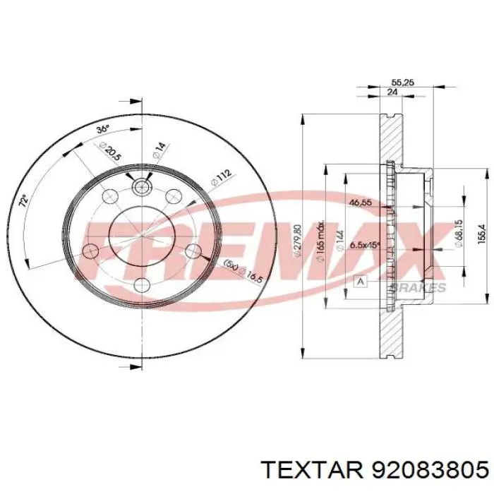 Тормоз дисковый передний Textar 92083805 цена, от 56.63 USD