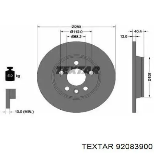 Тормозные диски 92083900 Textar