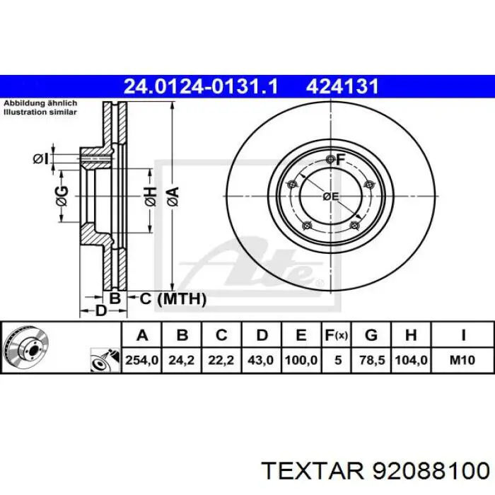 Передний тормозной диск Textar 92088100