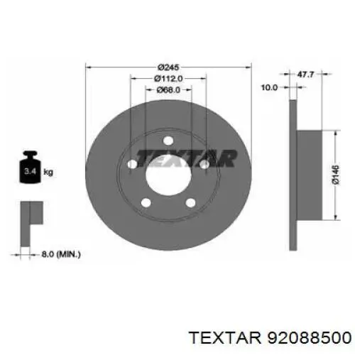 Тормозные диски 92088500 Textar