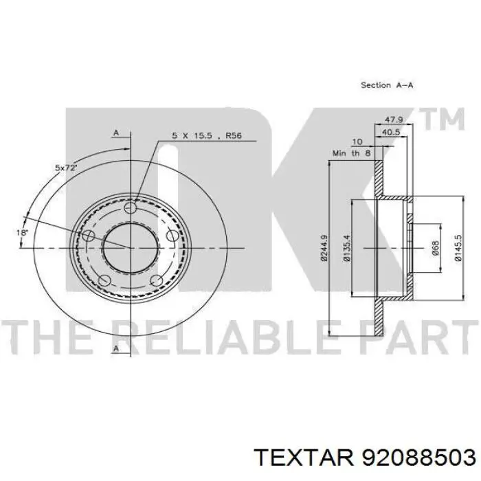 Тормозные диски 92088503 Textar