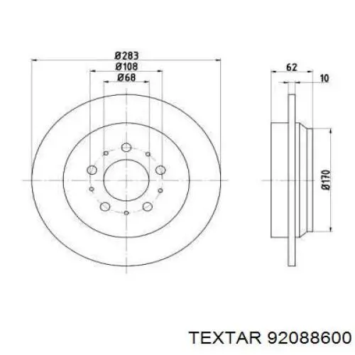 Тормозные диски 92088600 Textar