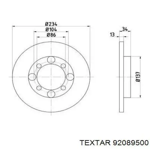 Передние тормозные диски 92089500 Textar