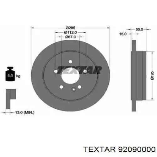 Тормозные диски 92090000 Textar