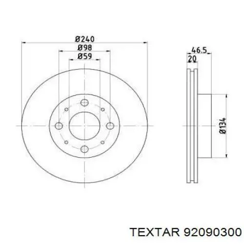 Передние тормозные диски 92090300 Textar